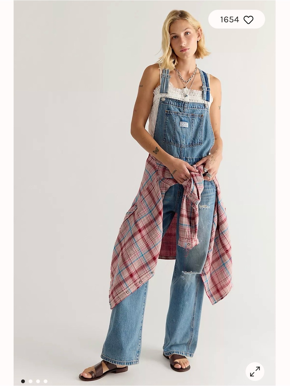 Levi’s Light Blue Distressed Denim Overalls - Women Jeans